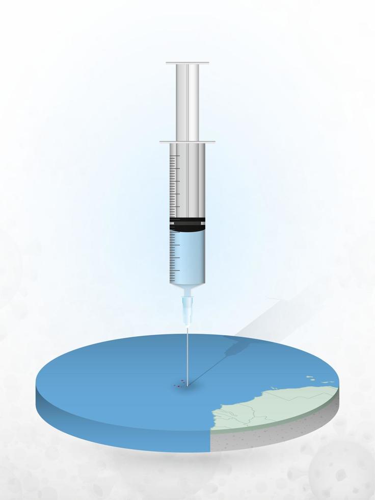 vaccinatie van kaapverdië, injectie van een spuit in een kaart van kaapverdië. vector