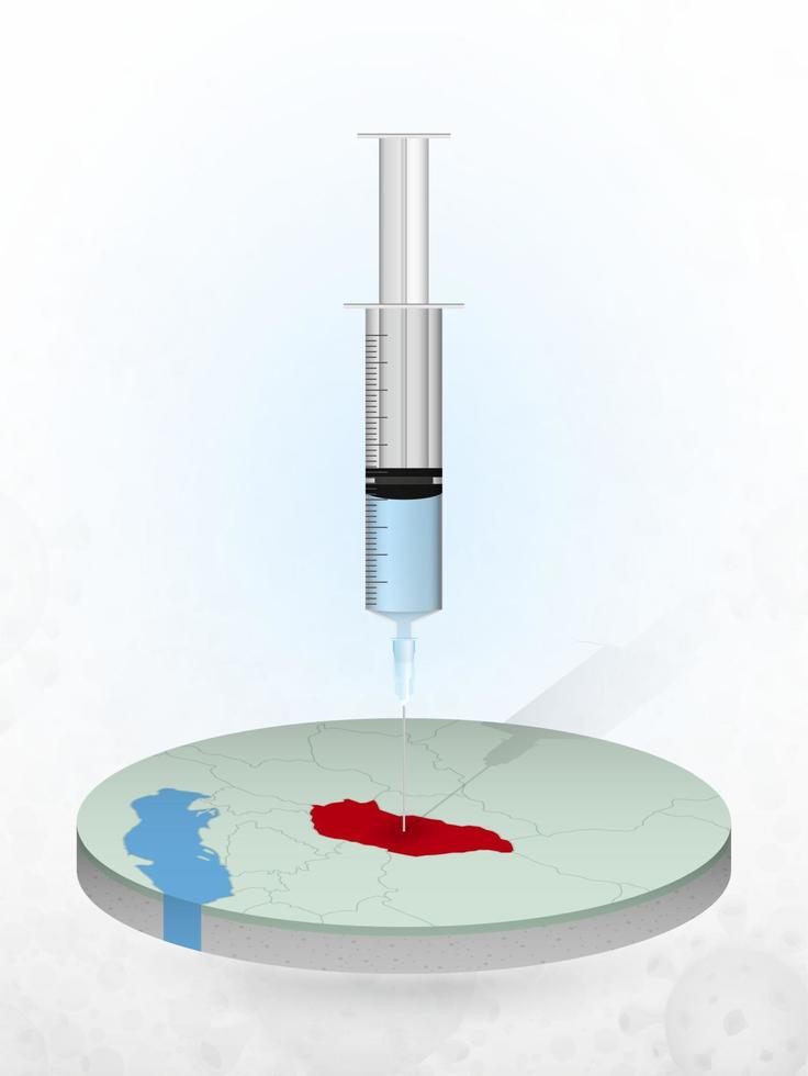 vaccinatie van hongarije, injectie van een spuit in een kaart van hongarije. vector