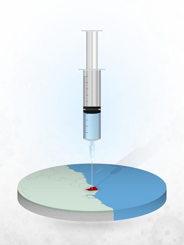 vaccinatie van frans-guyana, injectie van een spuit in een kaart van frans-guyana. vector