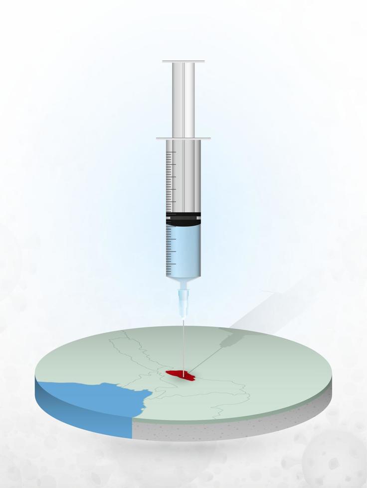 vaccinatie van bhutan, injectie van een spuit in een kaart van bhutan. vector