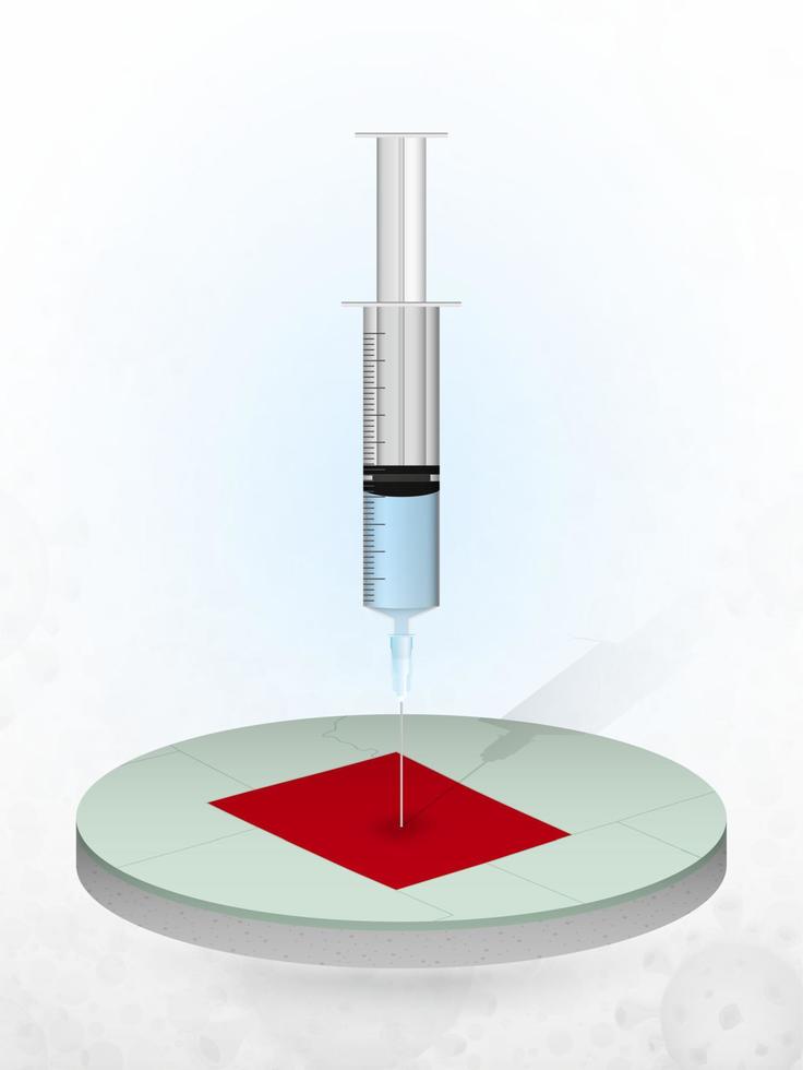 vaccinatie van wyoming, injectie van een spuit in een kaart van wyoming. vector