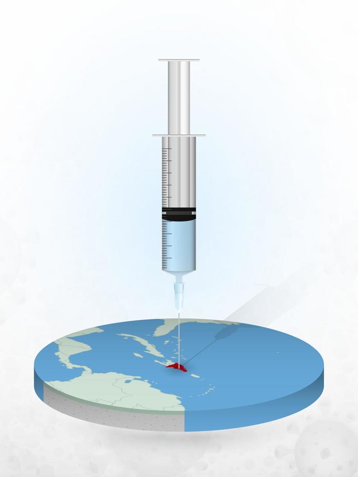 vaccinatie van dominicaanse republiek, injectie van een spuit in een kaart van dominicaanse republiek. vector