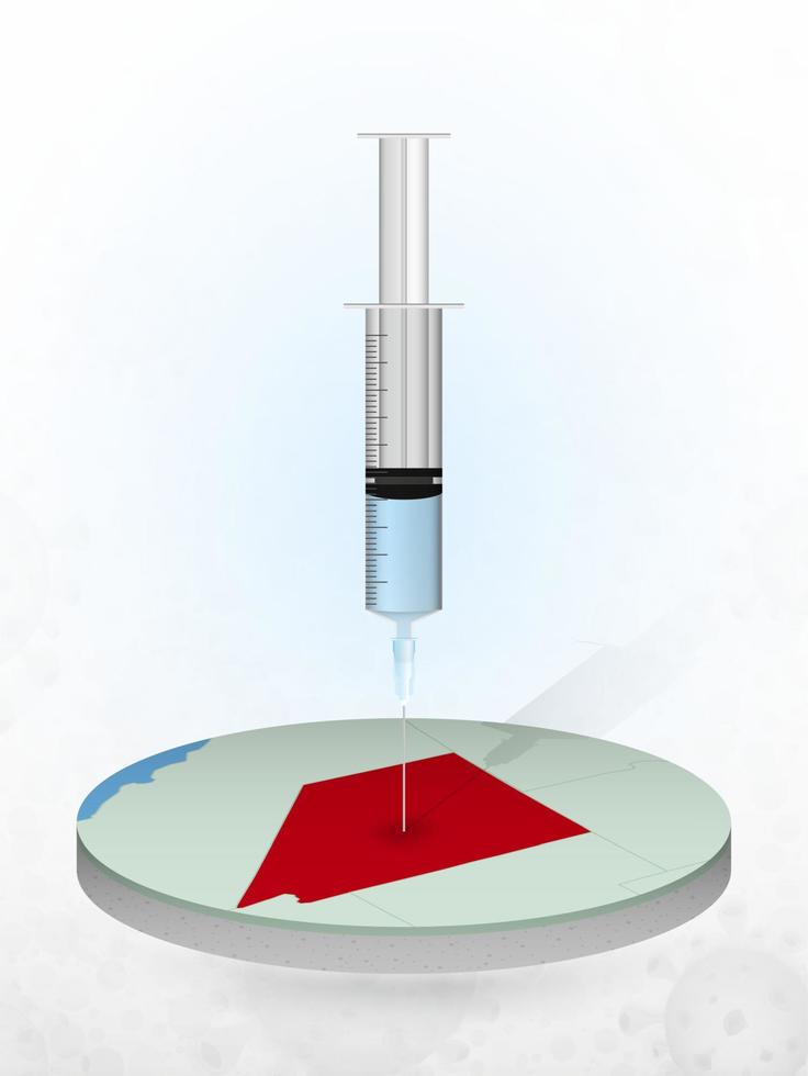 vaccinatie van nevada, injectie van een spuit in een kaart van nevada. vector