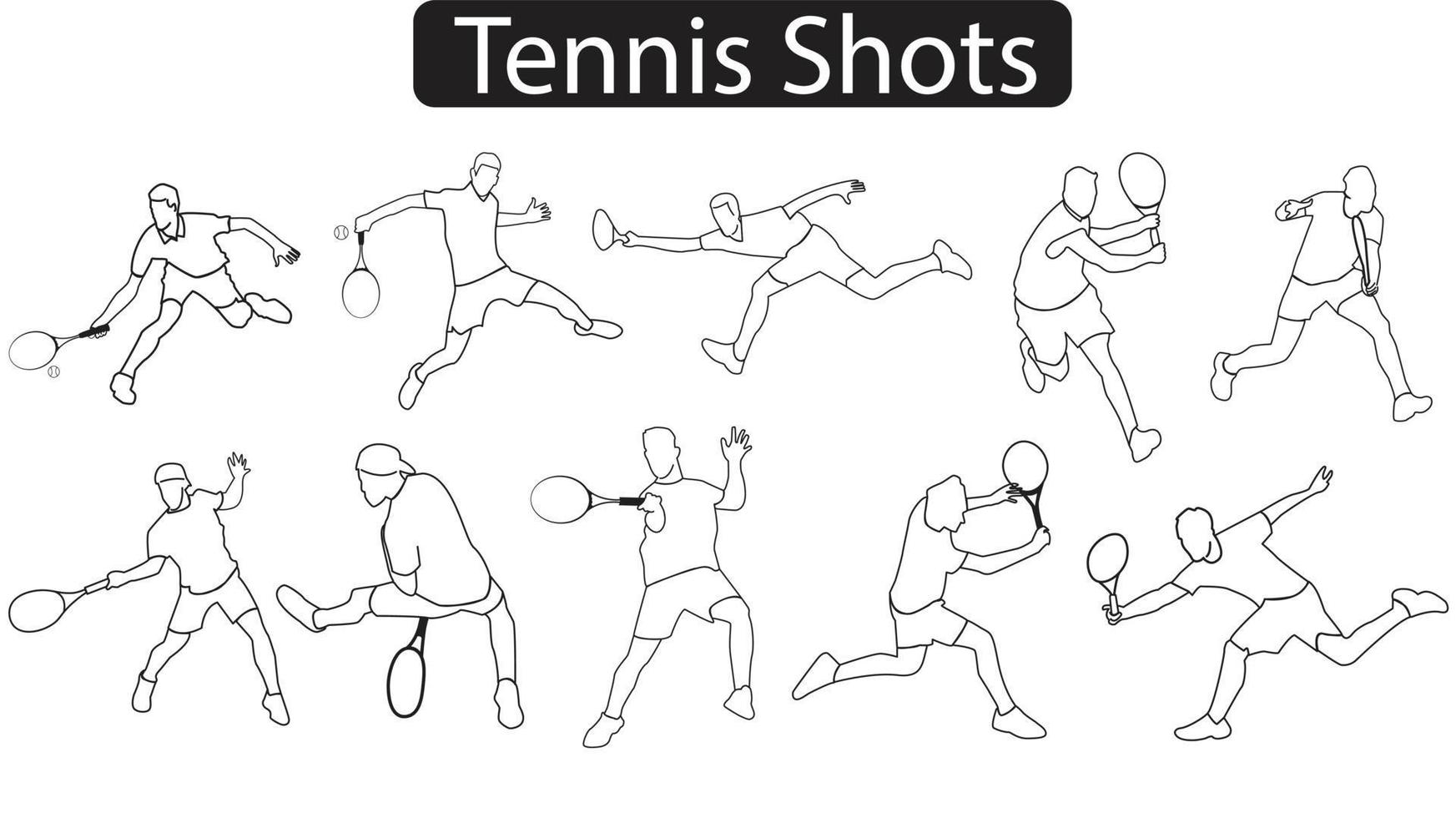 een set tennisschoten lijnpictogram vector
