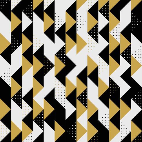 Modern driehoekig gestreept goud zwart stippenpatroon vector