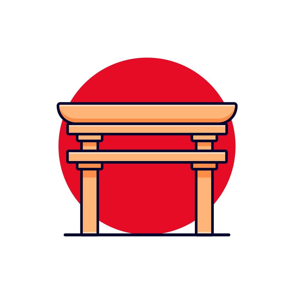 een torii poort oriëntatiepunt van shinto heiligdom japan cartoon vector