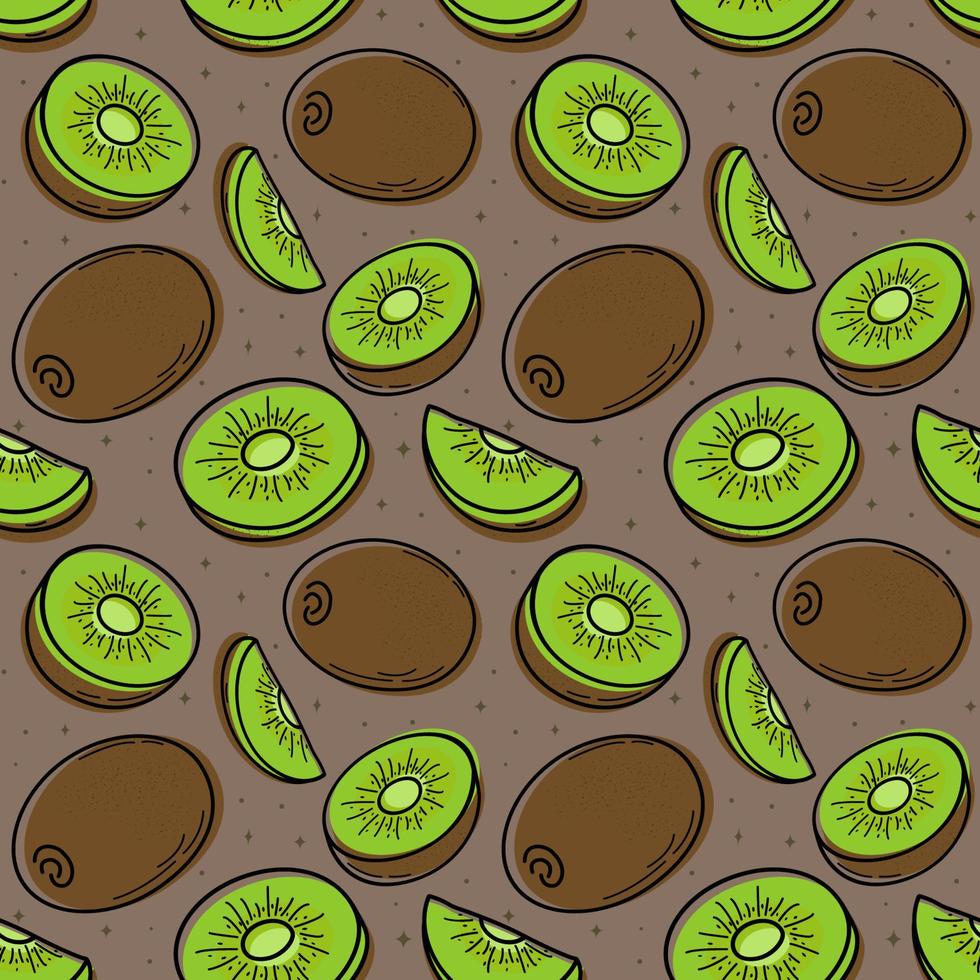 geschilderde naadloze achtergrond met kiwi, abstract herhalend patroon. voor papier, omslag, stof, achtergrond voor gezonde voeding, geschenkverpakking, kunst aan de muur, interieur. illustratie van voedsel. vector