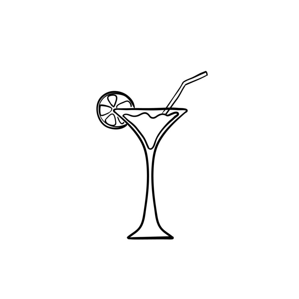 doodle cocktail vector pictogram met handgetekende cartoon stijl