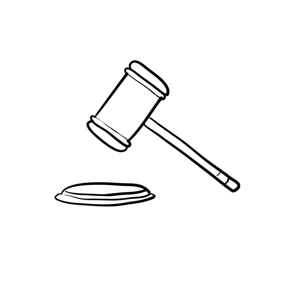 rechter hamer illustratie met handgetekende doodle stijl vector