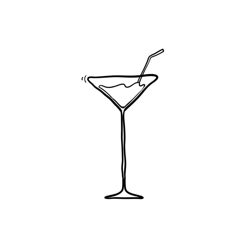 doodle cocktail vector pictogram met handgetekende cartoon stijl