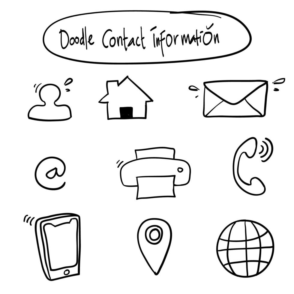 contactinformatiepictogram voor uw ontwerpillustratie met handgetekende doodle-stijl vector