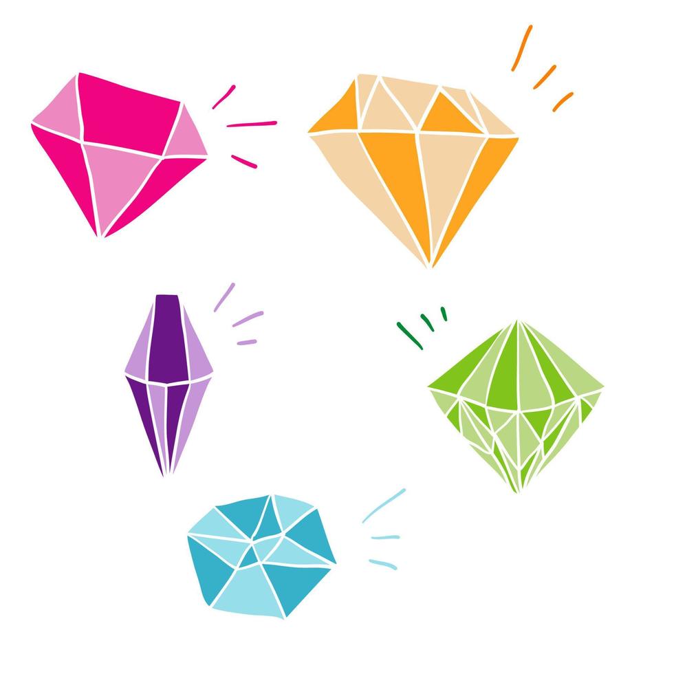 doodle diamant illustratie vector met handgetekende cartoon stijl vector