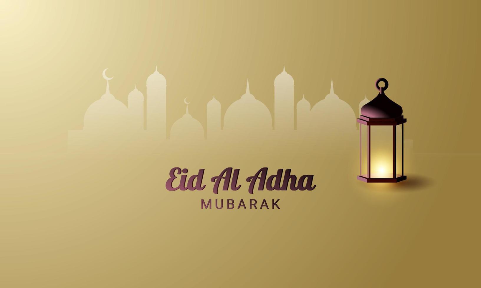 eid al adha achtergrond met lantaarn en moskee. vector