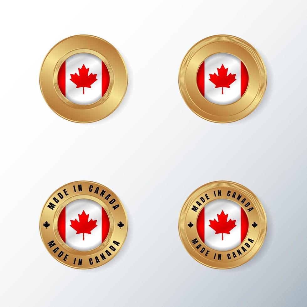 gouden kentekenpictogram met de vlag van het land van Canada. vector