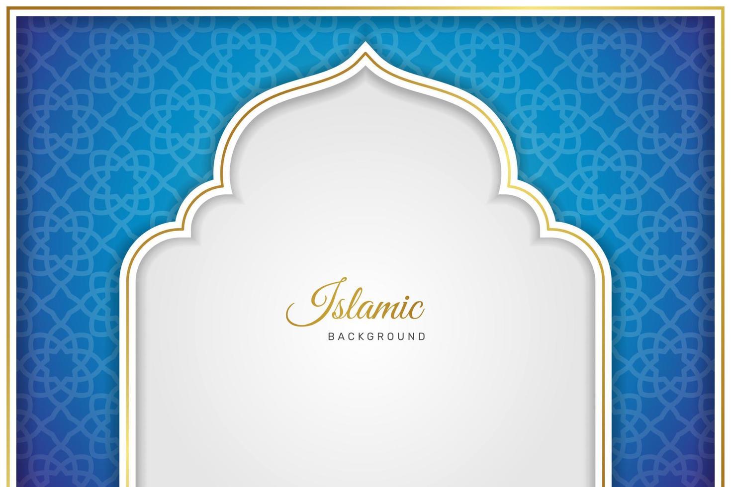 witte en blauwe luxe islamitische boogachtergrond met decoratief ornamentpatroon. -vector. vector