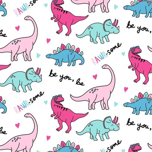 Roze dinosaur patroon achtergrond vector