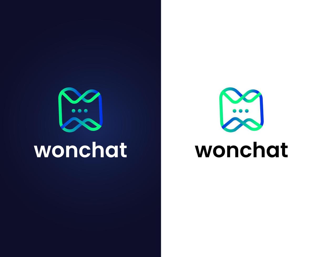 letter w met chat teken logo ontwerpsjabloon vector