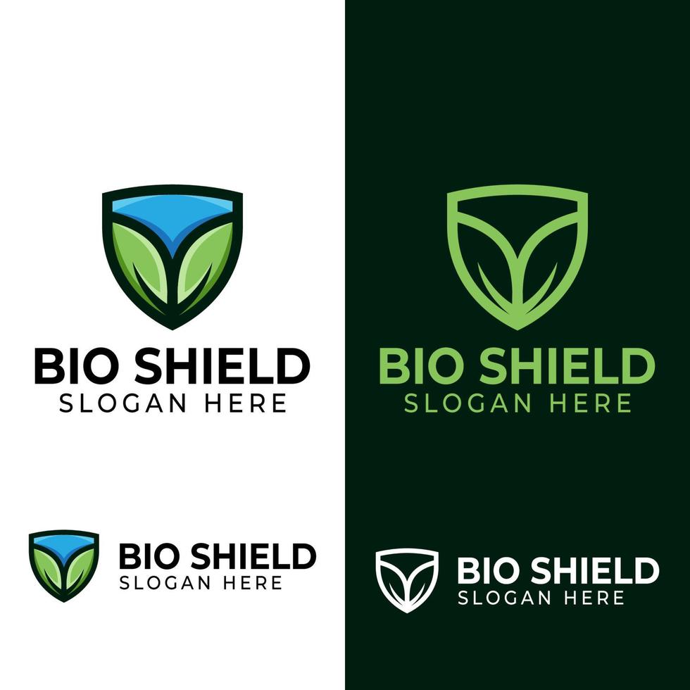 blad schild logo, bio schild, kruiden gezond blad logo, bescherm natuur logo sjabloon met lijn kunststijl vector