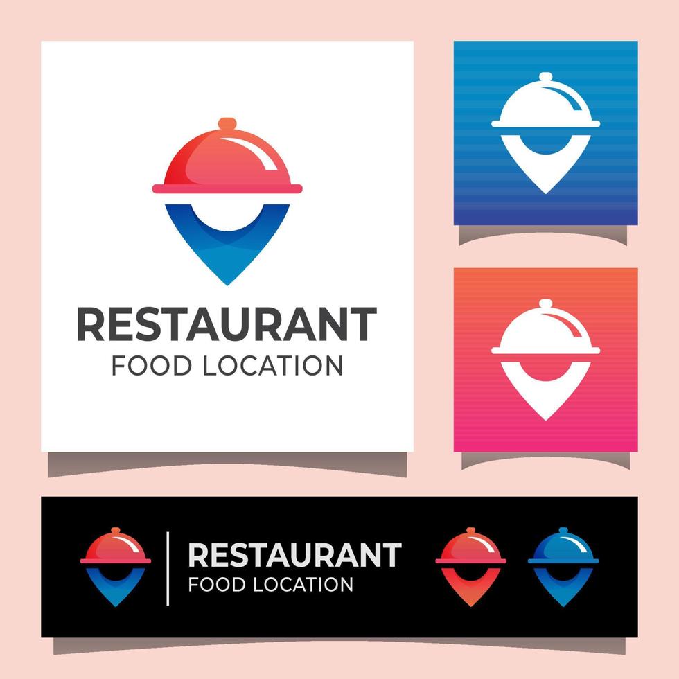 modern restaurant eten locatie logo, pin food, zakelijk voedsel logo, vector sjabloon