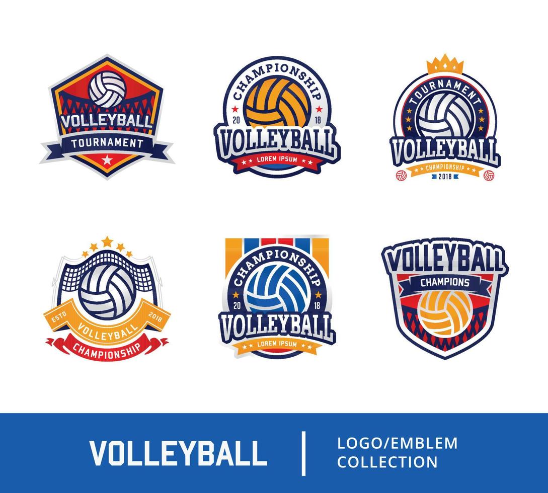 set van volleybal badge ontwerp logo embleem vector