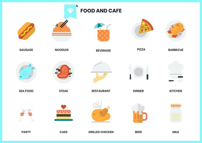 Set van eten en café pictogrammen vector