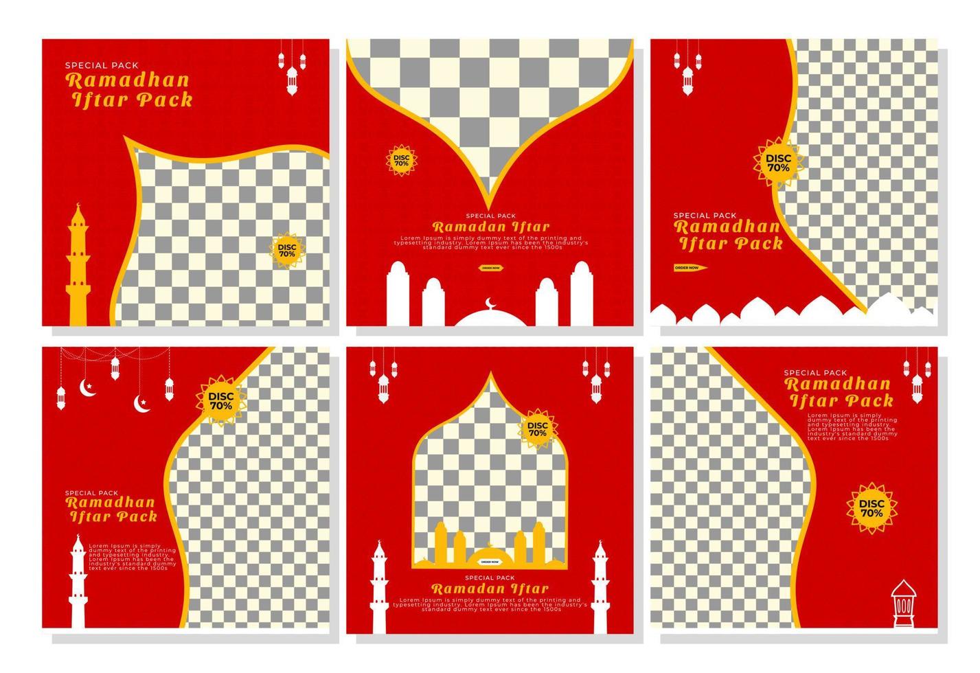 ramadan verkoop sociale media post sjabloon banners advertentie bewerkbare vectorillustratie vector