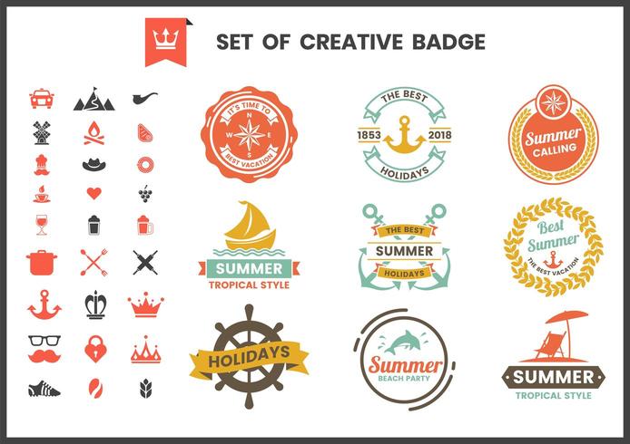 Reeks kleurrijke retro badges en logo&#39;s vector