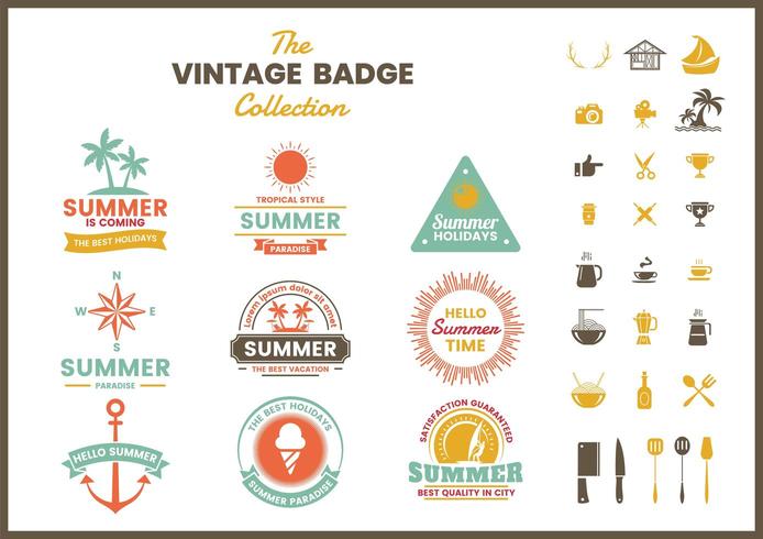 Reeks kleurrijke zomer retro badges vector