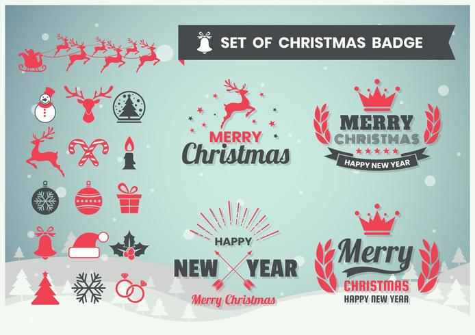 Set van Kerstmis en Nieuwjaar badges vector
