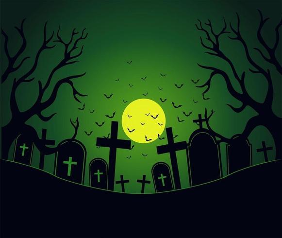 Halloween-dag met Spooky Cemetery Area vector