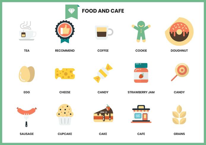 Set van café en voedsel pictogrammen vector
