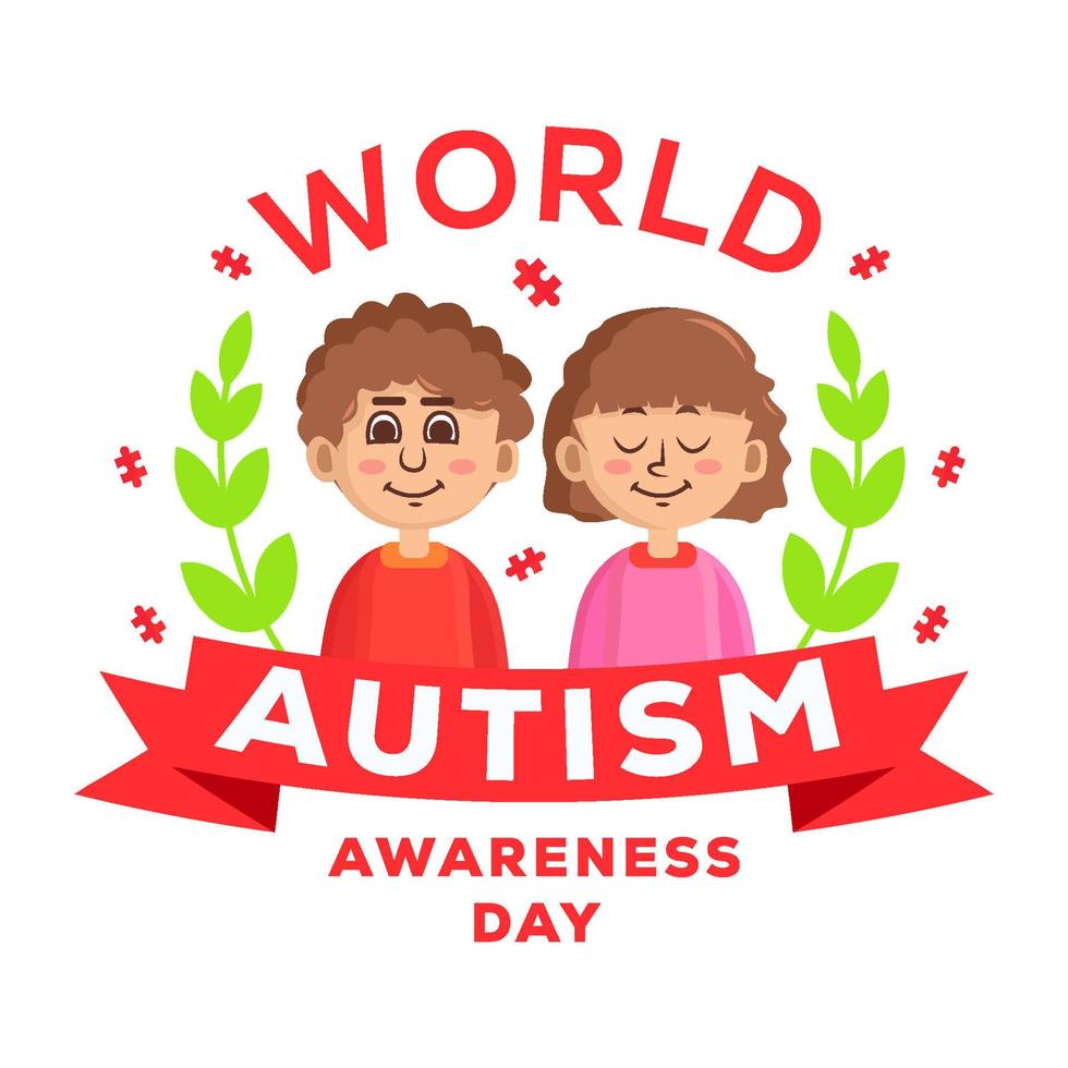 wereld autisme bewustzijn dag illustratie ontwerp met twee kind vector