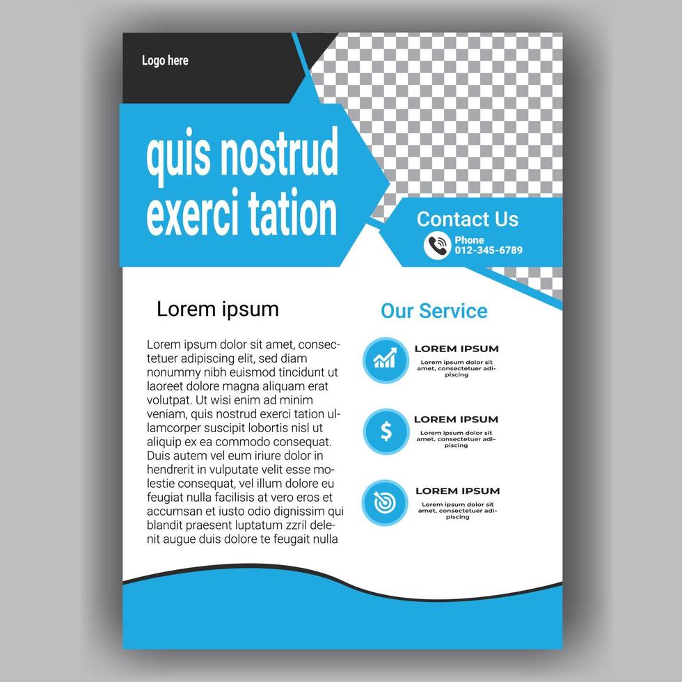 zakelijke brochure flyer ontwerp lay-outsjabloon in a4-formaat, met onscherpe achtergrond vector