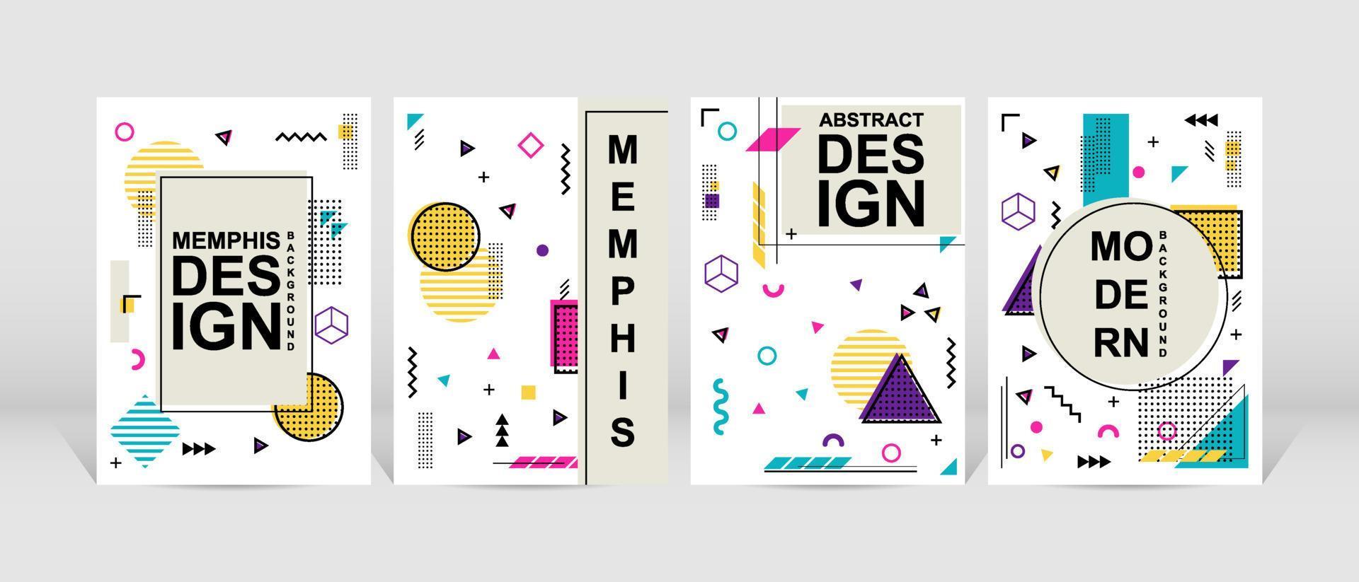 trendy geometrisch ontwerp. set van trendy memphis-ontwerp. cool geometrisch achtergrondontwerp. toepasbaar voor flyer, brochure, omslag, tijdschrift, boek, banner, etc. vector