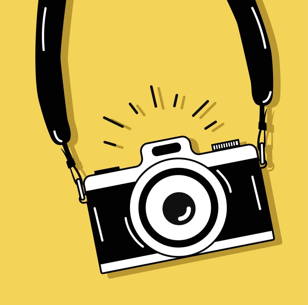 hangende camera vintage pictogram platte vector