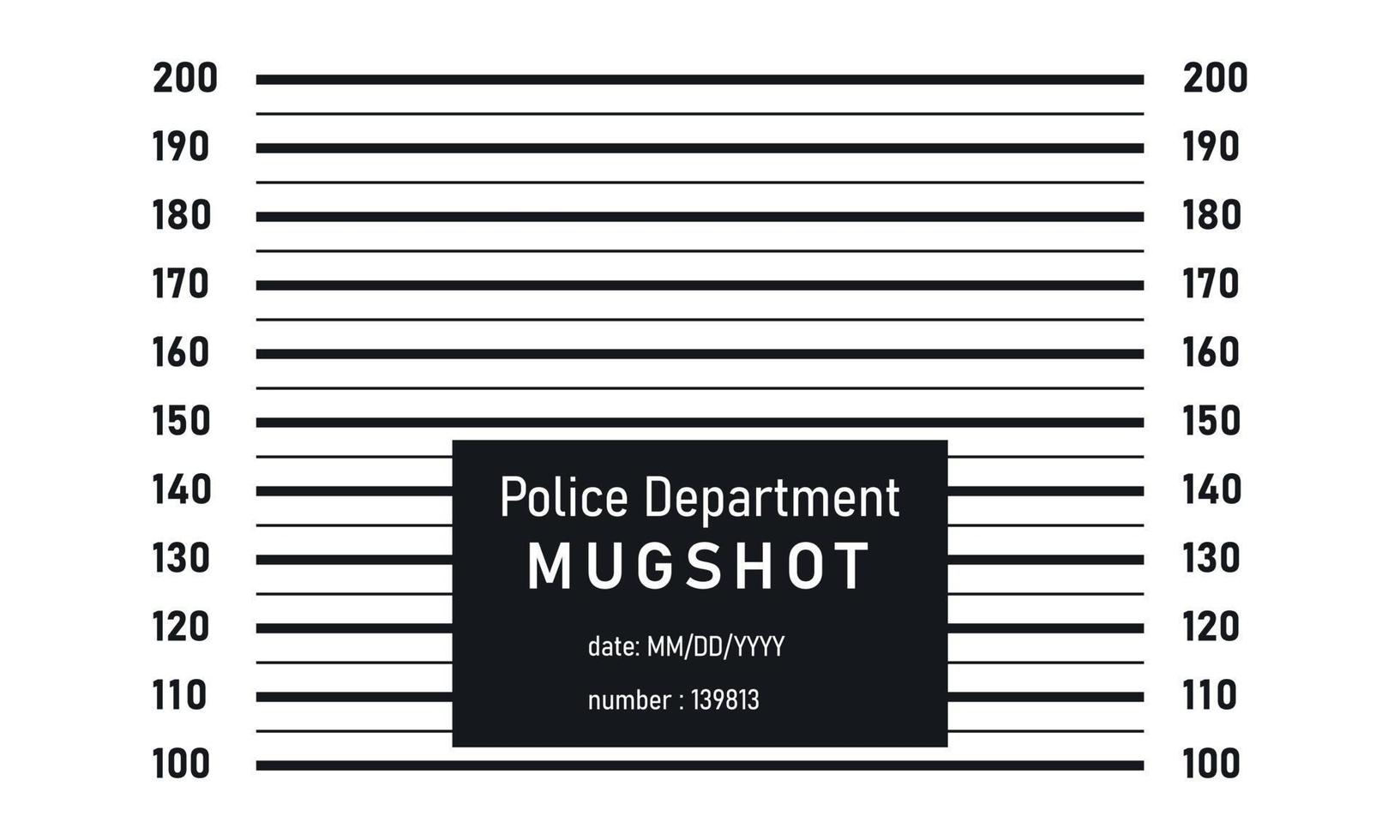 criminele mugshot met een schaal in centimeters. politie opstelling. fotografie. vector