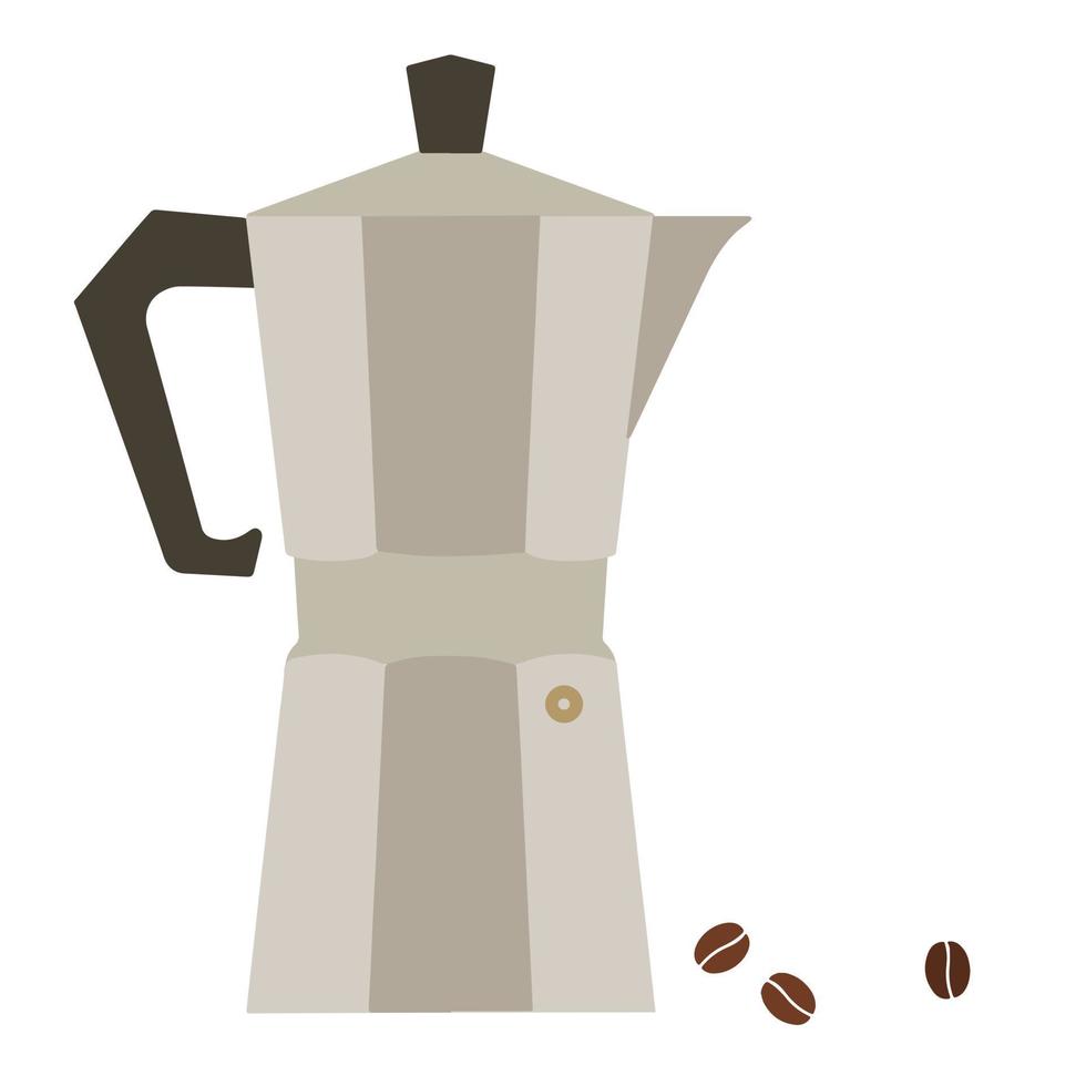 geiser koffiezetapparaat en koffiebonen op een witte achtergrond vector