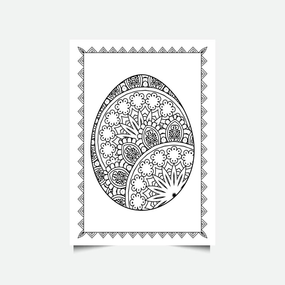 bloemen paasei op witte achtergrond. kleurplaat voor kinderen en volwassenen. vectorillustratie. vector