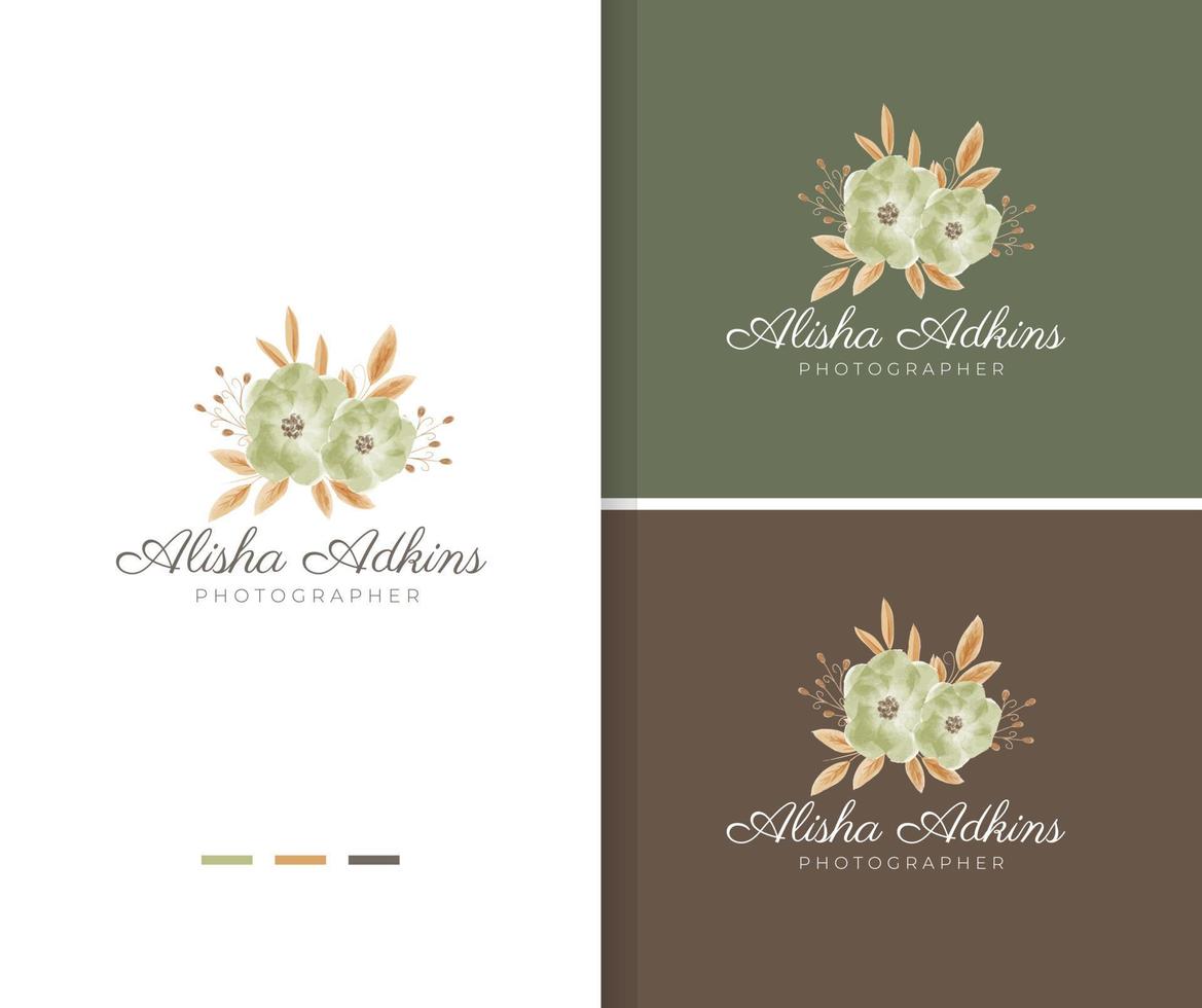 handgeschilderde groene aquarel bloem logo sjabloon vector