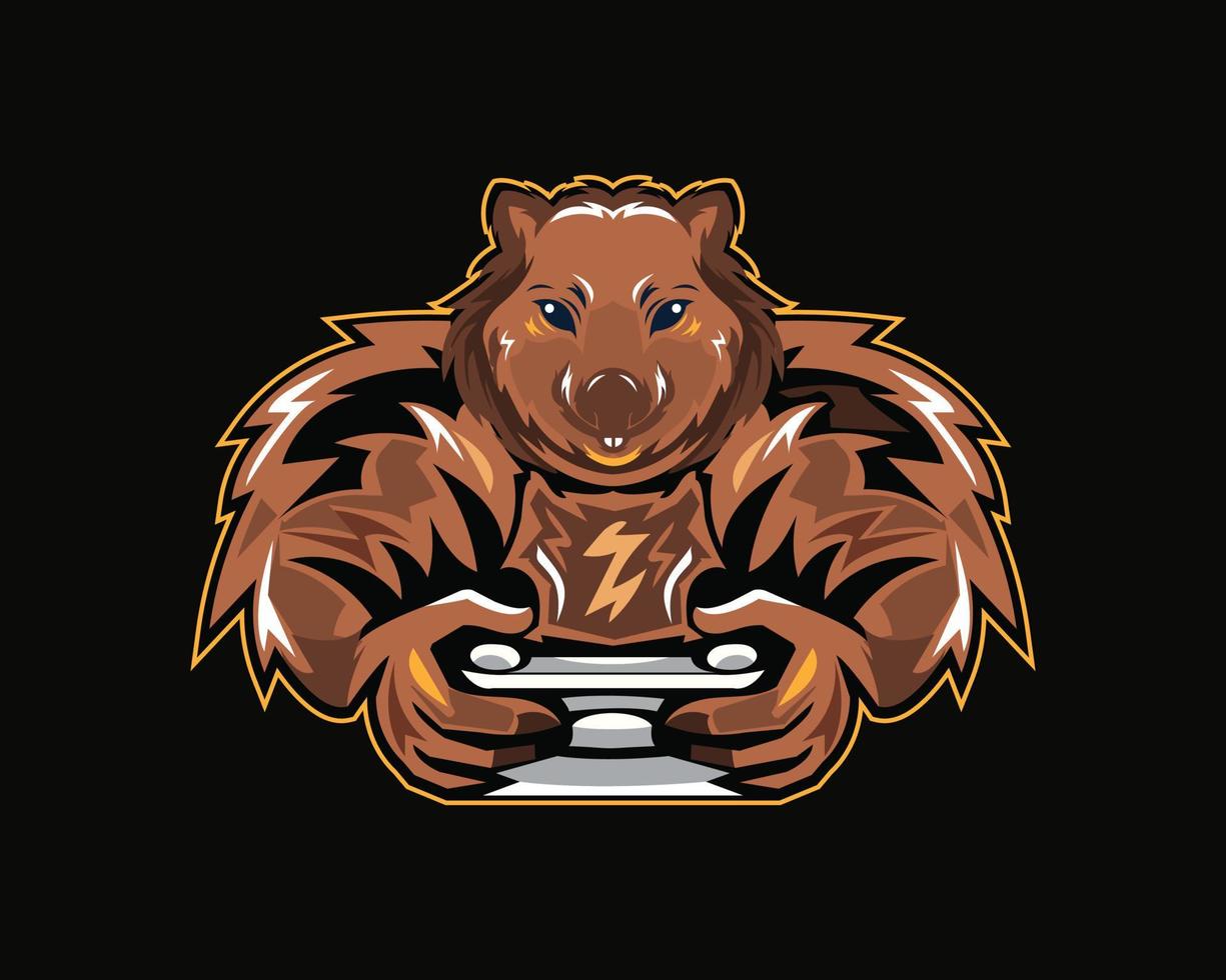 wombat gaming logo ontwerp vector