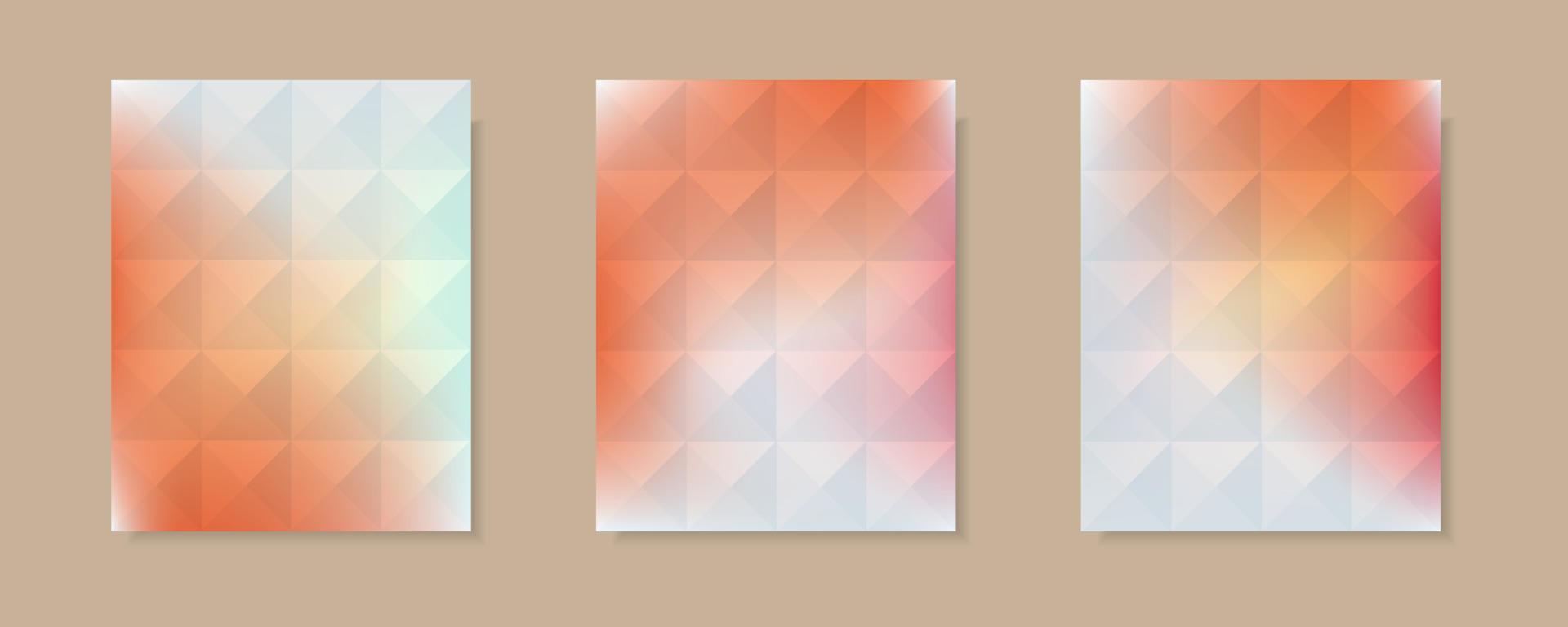verzameling van abstracte oranje witte kleurverloop vector dekking achtergronden. driehoekspatroonontwerp met kristalvormstijl. voor zakelijke brochureachtergronden, posters en grafische ontwerpen.