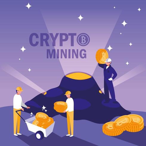 teamwerkers crypto mining bitcoins vector