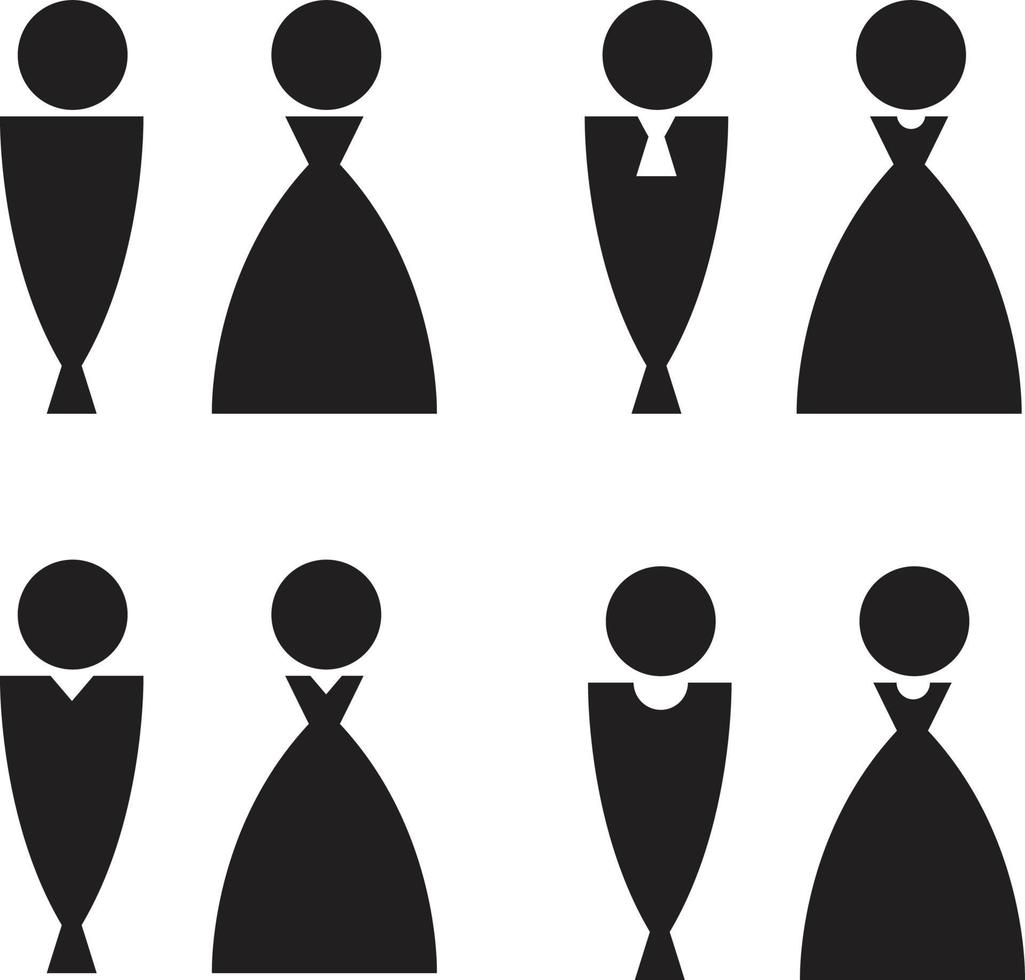 mannen en vrouwen toilet bewegwijzering set. toilet symbool. zwarte silhouetten van mensen. vector illustratie