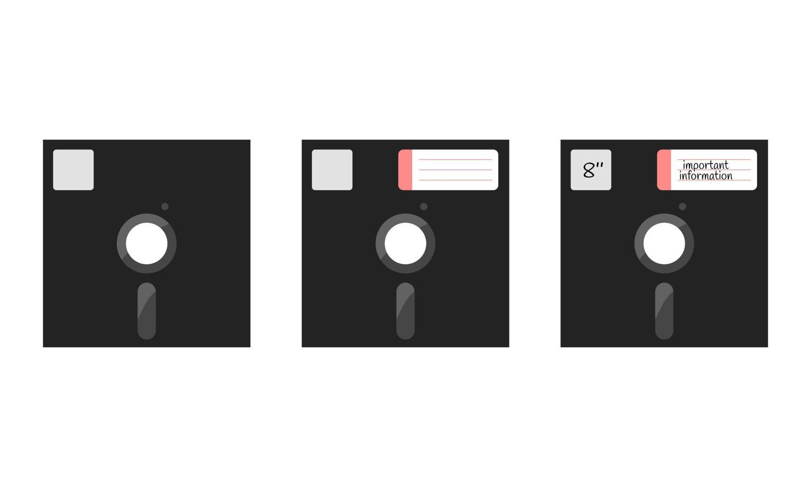 diskette 8 inch geïsoleerd. platte vectorillustratie van retro floppy 8-inch diskette. vintage computer gegevensdrager vector