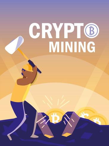 werknemer crypto mining bitcoins vector