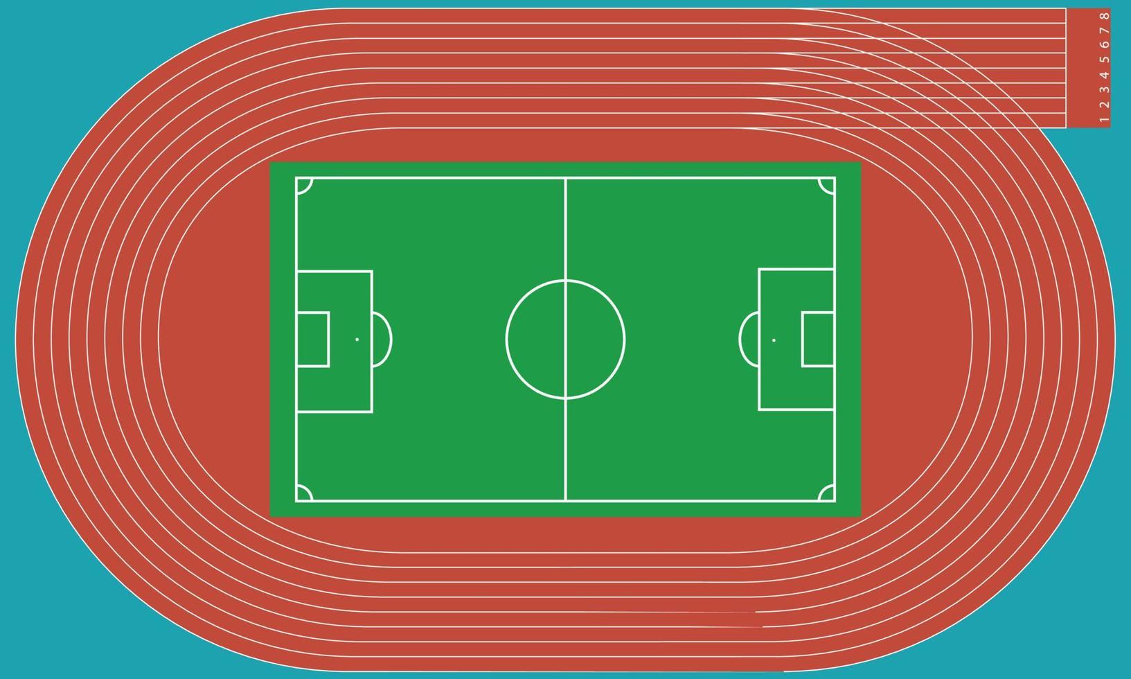 atletiekbaan en voetbalarena bovenaanzicht van sportstadion, atletiekbaanachtergrond vector