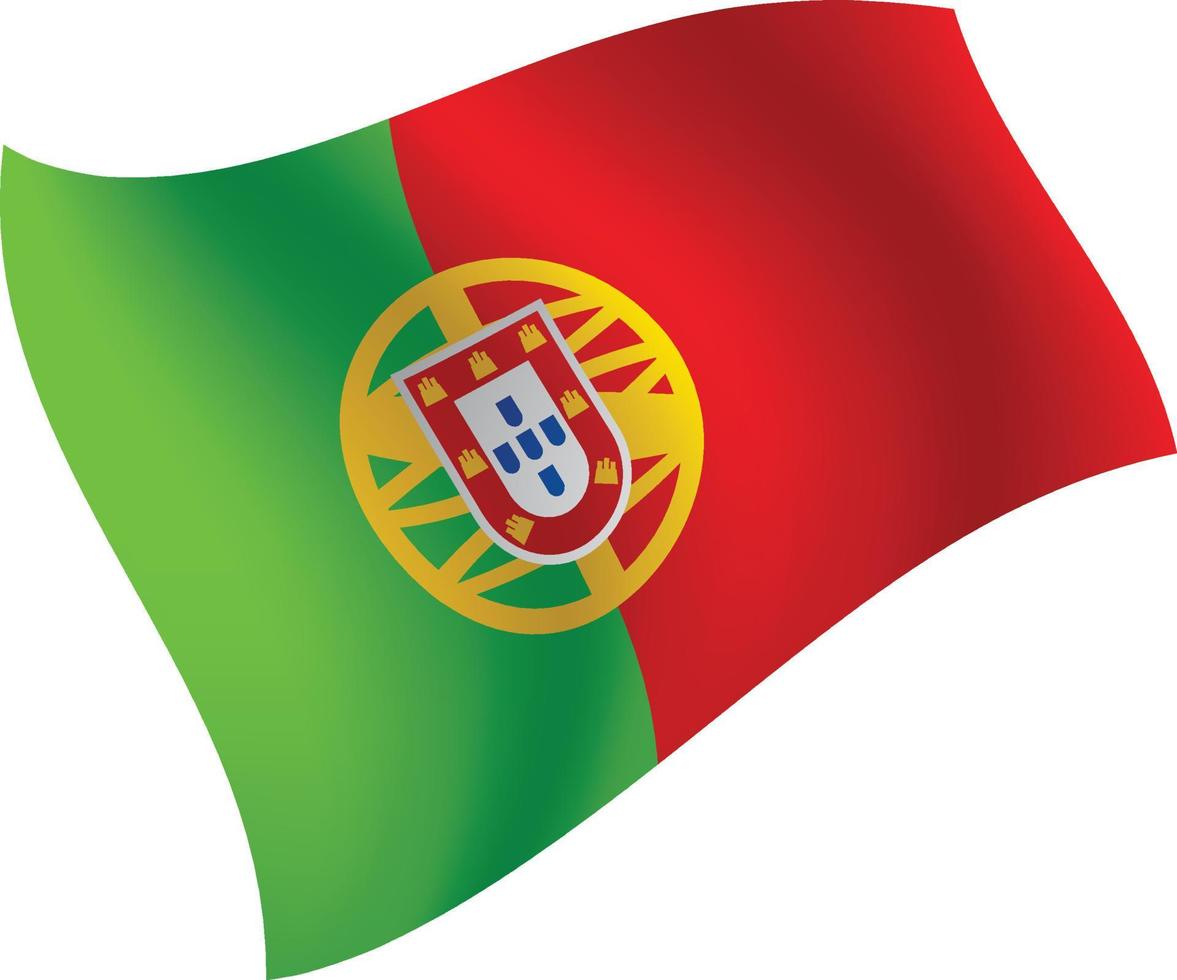 Portugal vlag zwaaien geïsoleerde vectorillustratie vector