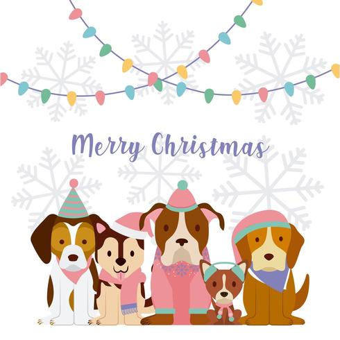 Kerstgroet met honden vector