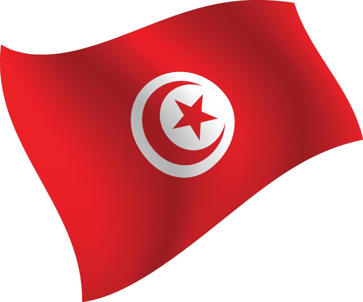 vlag van tunesië zwaaien geïsoleerde vectorillustratie vector