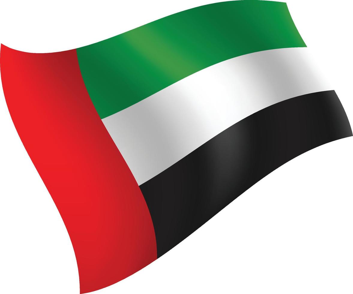 vlag van de verenigde arabische emiraten zwaaien geïsoleerde vectorillustratie vector